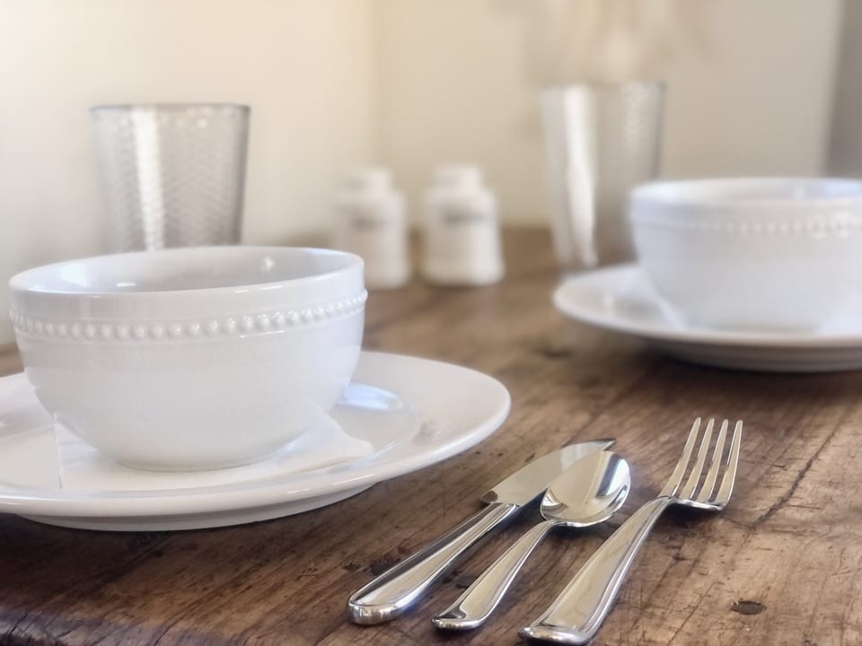 Classy white dishes