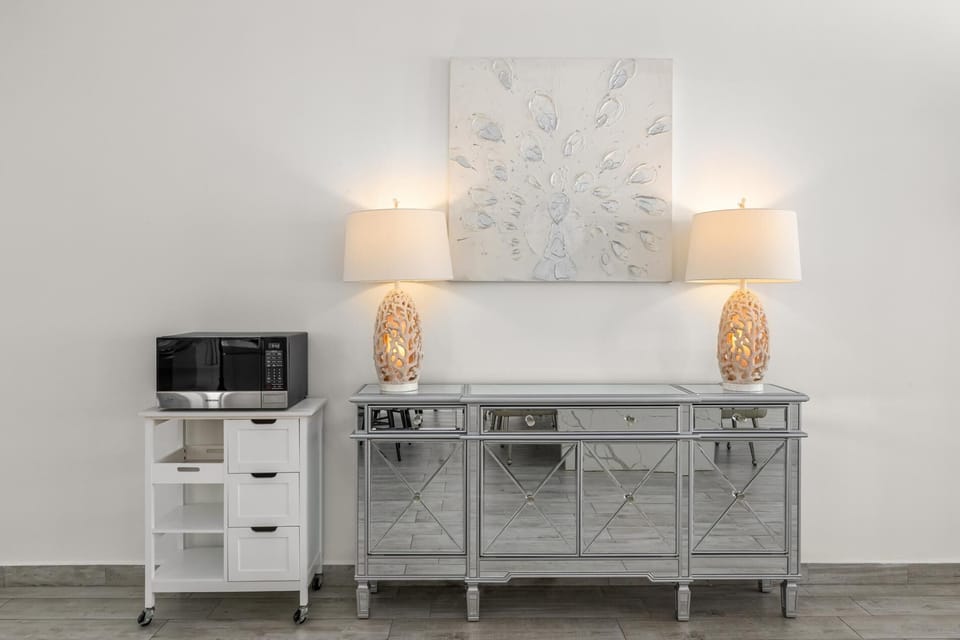 Abundant lighting and fixtures.