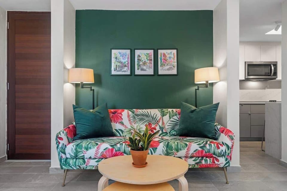 Bright and colorful accents are found throughout the residence