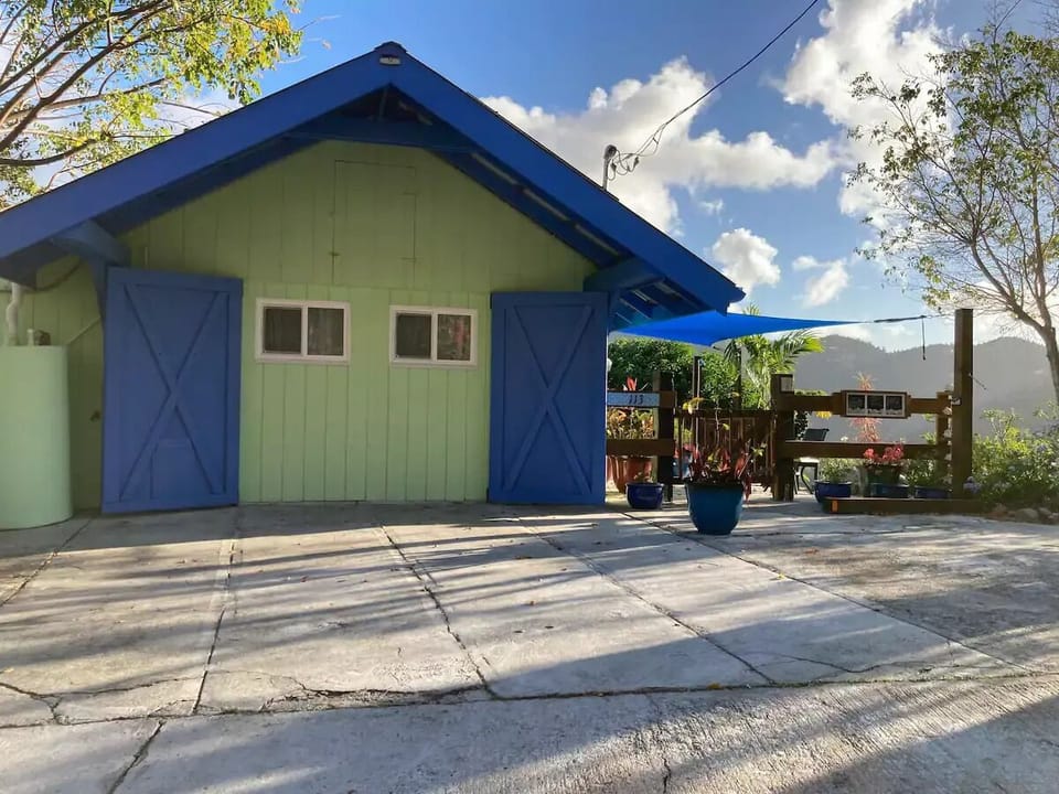 Parking right outside your front door, shaded place to sit and relax.