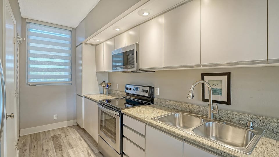 Bright, modern kitchen with sleek stainless steel appliances