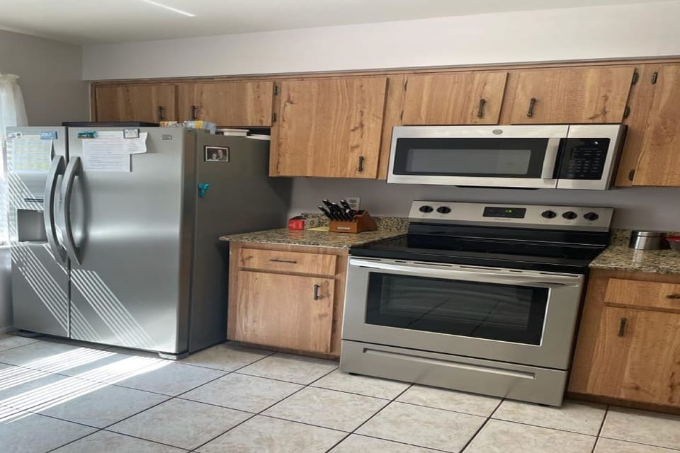 View of kitchen appliances.