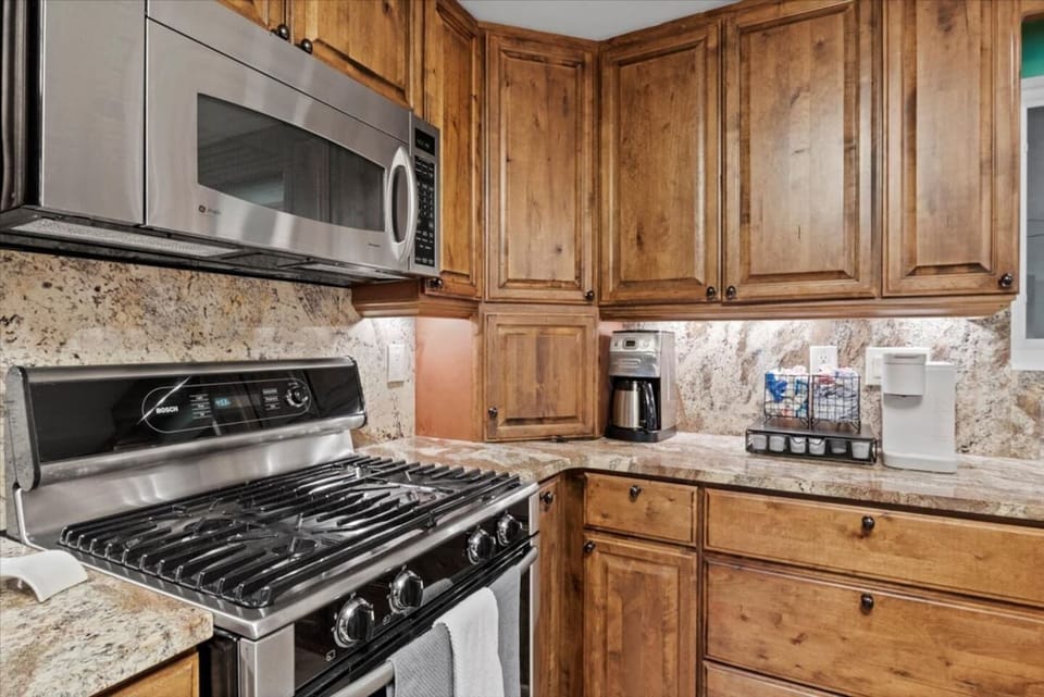 Kitchen is fully stocked with everything you need to make a great meal.  Just be sure to bring your favorite food and seasonings!