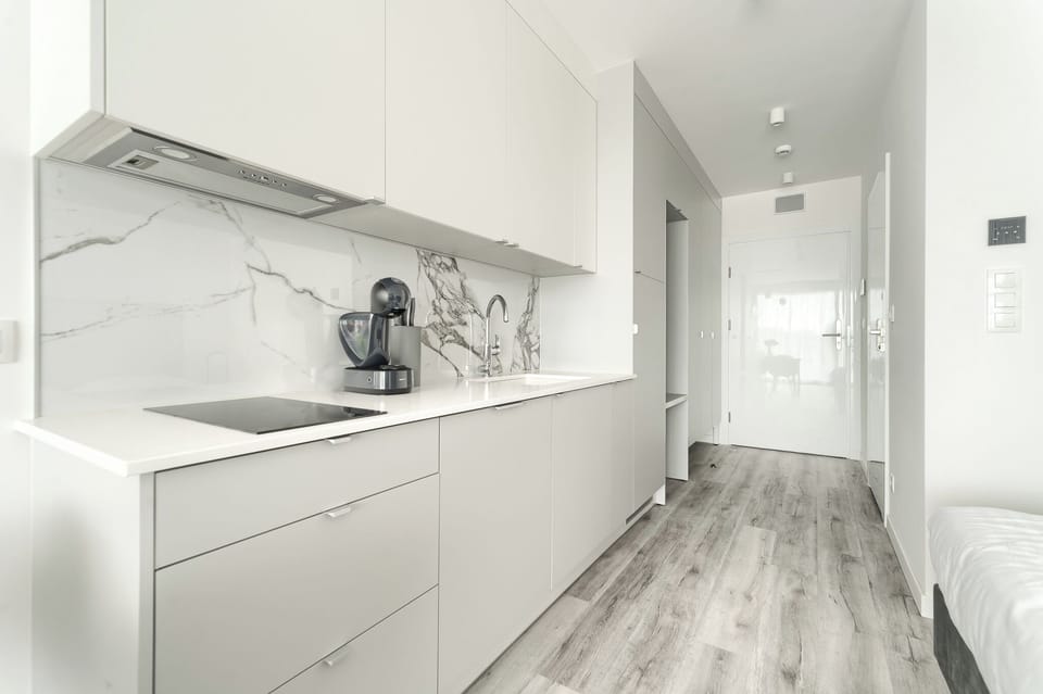 Deluxe Studio | Private kitchen | Fridge, stovetop, dishwasher, electric kettle