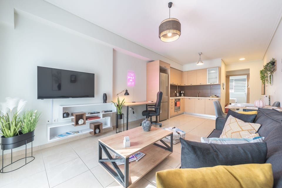 City Double Room | Living area | 43-inch Smart TV with digital channels, TV