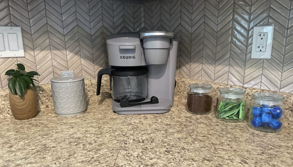 Brand new Keurig coffee maker. Pods, grounds, creamer & sugar always supplied. 