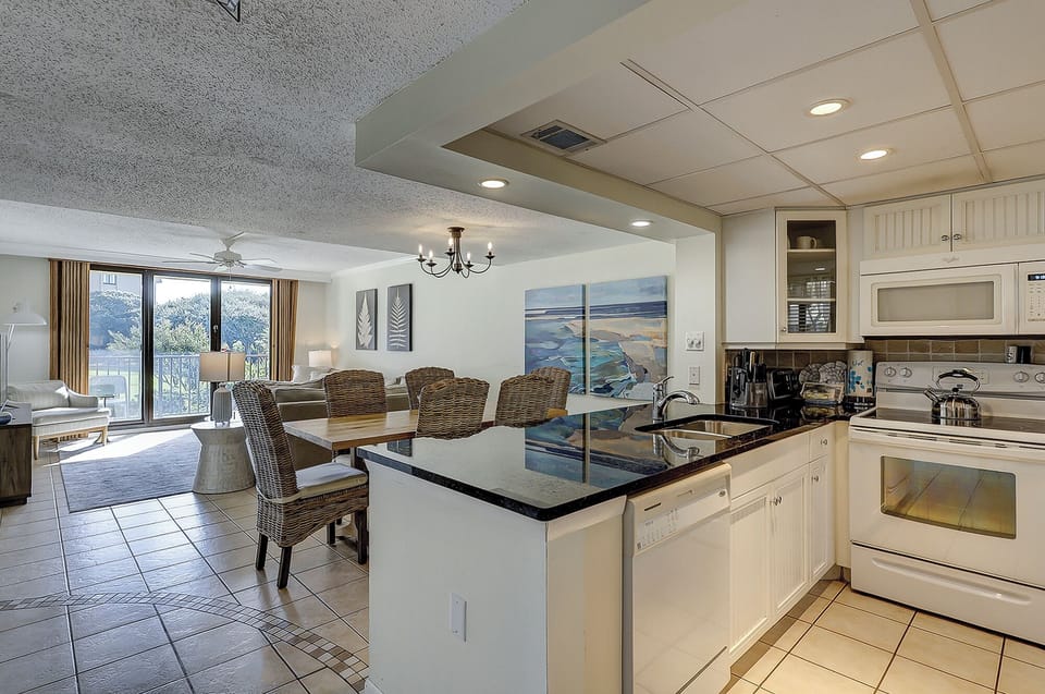 Fully stocked kitchen.