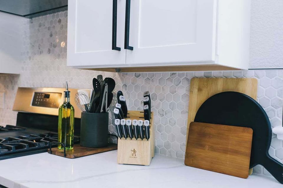 The kitchen is fully stocked for you.