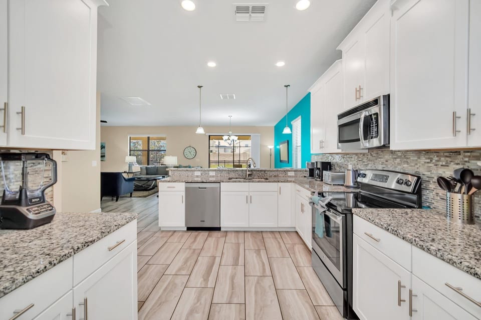 Bright and spacious kitchen with ample counter space and a convenient layout.
