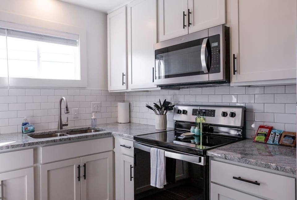 Renovated kitchen with new stainless steel appliances