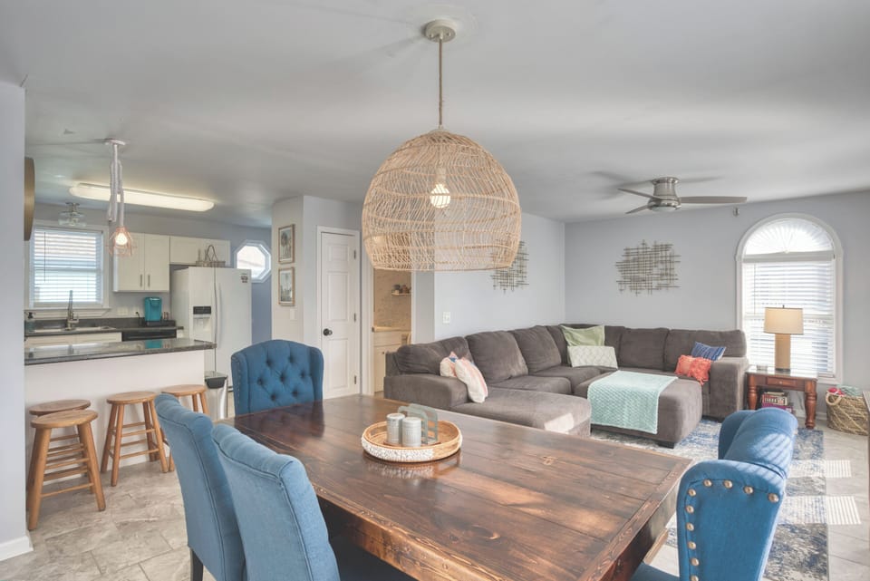 Living Room, Dining, and Kitchen