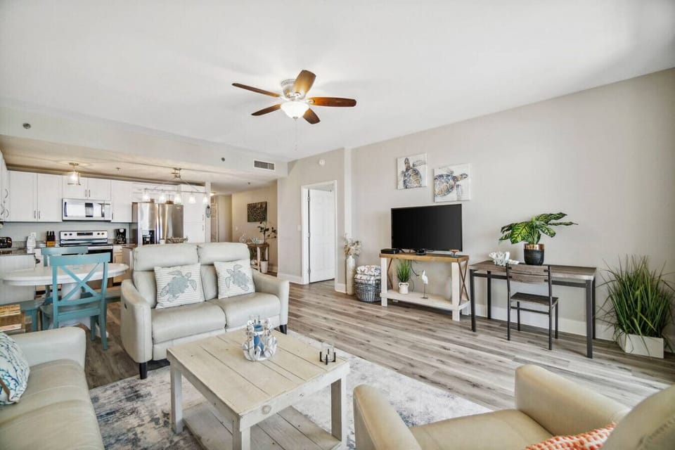 Living Area with Ocean Views, Flat Screen TV and Private Balcony Access