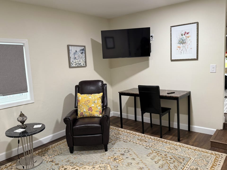 Desk and tv office area