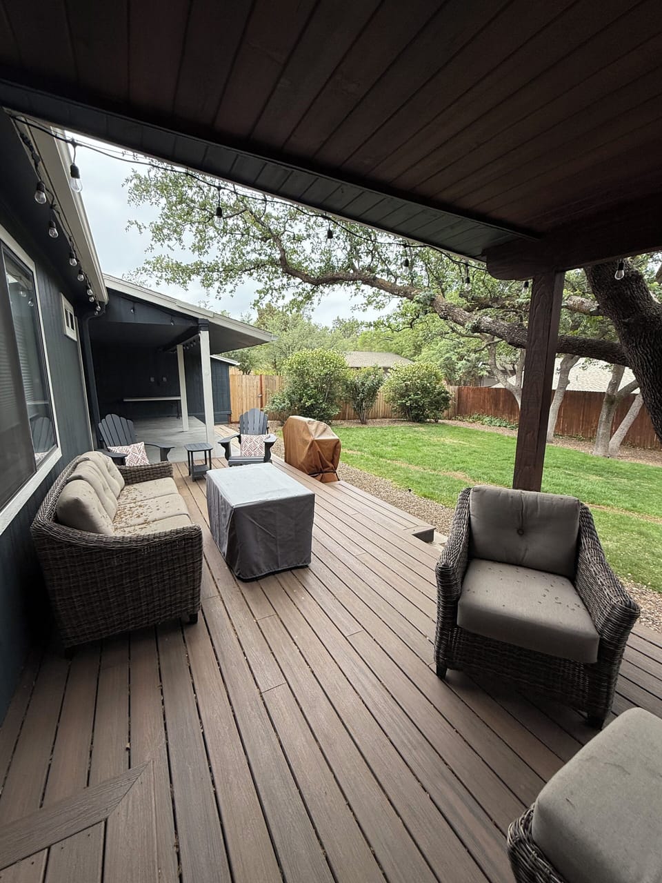Back porch with gas firepit