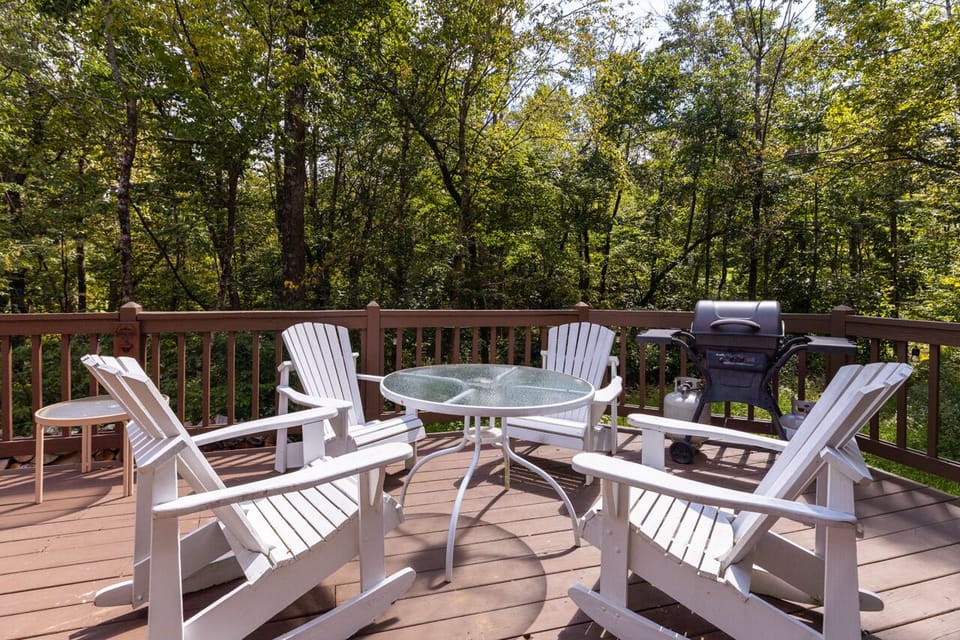 back deck w/ eating area and grill