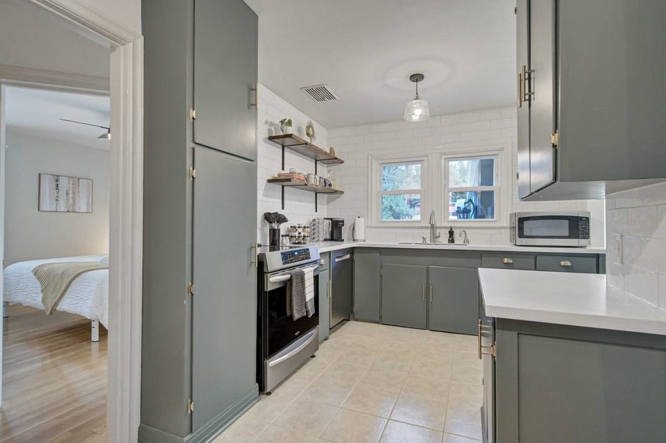 Cook your favorite meal in the fully equipped kitchen with well stocked with a wide variety of pots, pans, spices, and cooking utensils.