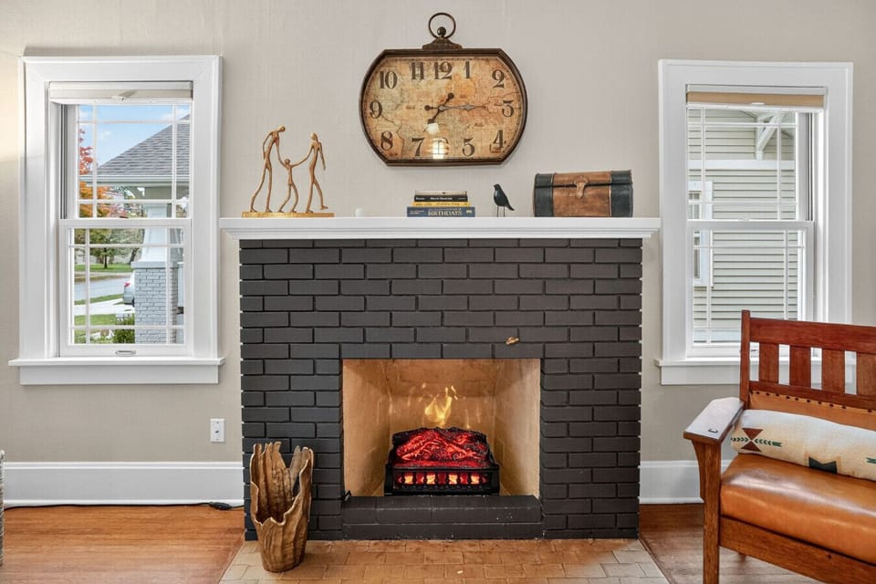 An A+ for Ambiance! The Cherry St House Electric fire place adds a cozy touch or comfort.