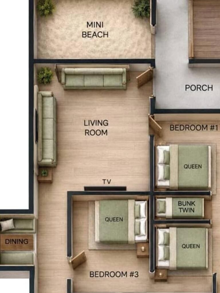 Bamboo House Floor Plan – Spacious San Diego Vacation Home Featuring Multiple Bedrooms, Open Living Areas, Functional Layout and Comfortable Accommodations Designed for Families, Extended Stays and Memorable Southern California Coastal Getaways