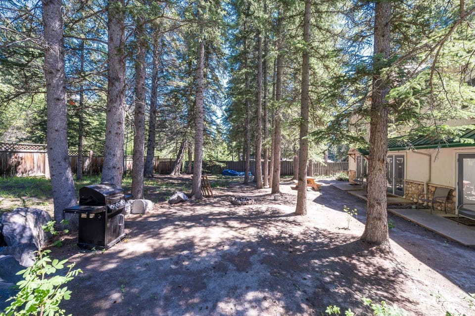 backyard with shared firepit and BBQ