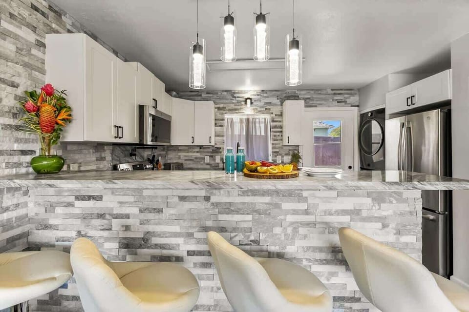 Seating at the Bar and Washer & Dryer