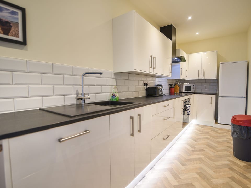Fridge, dishwasher, electric kettle, toaster