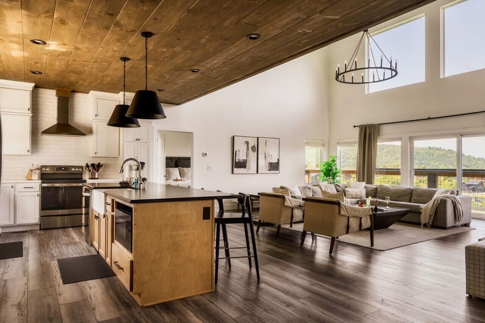 Kitchen opens up to the living area - great for entertaining!
