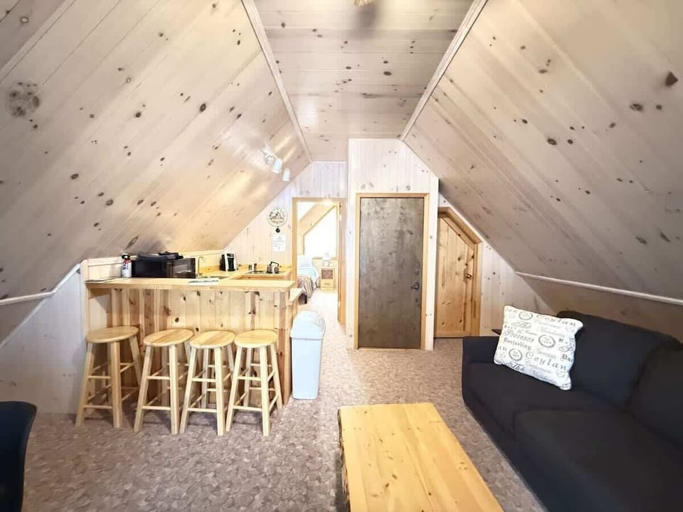 Kitchen and living area.