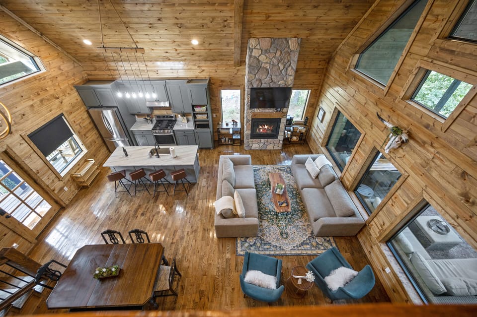 View from top of the stairs leaving bunk room