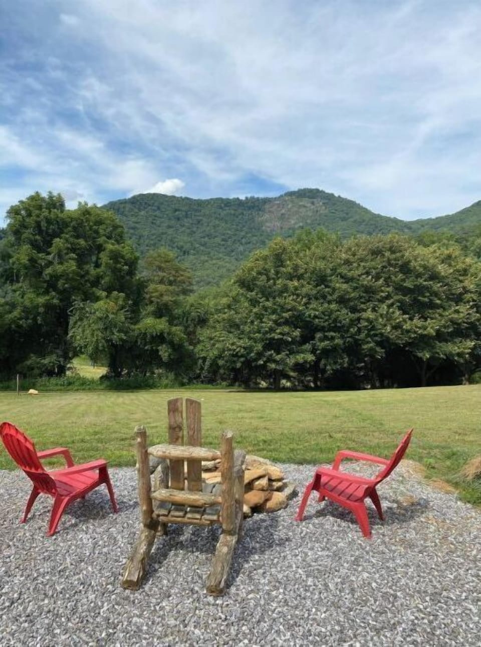 Fire pit with mountain view