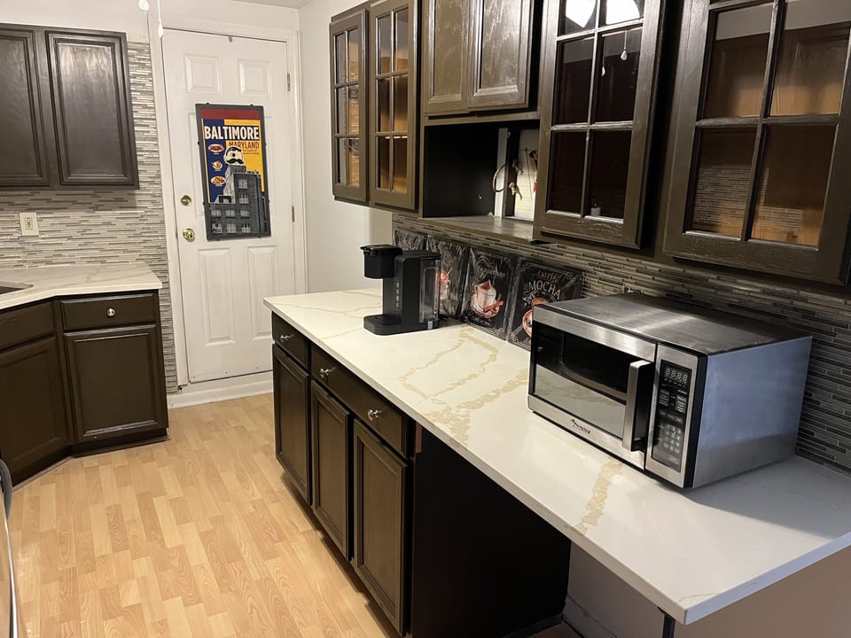 Keurig coffee maker… Microwave upgraded to LG microwave. 