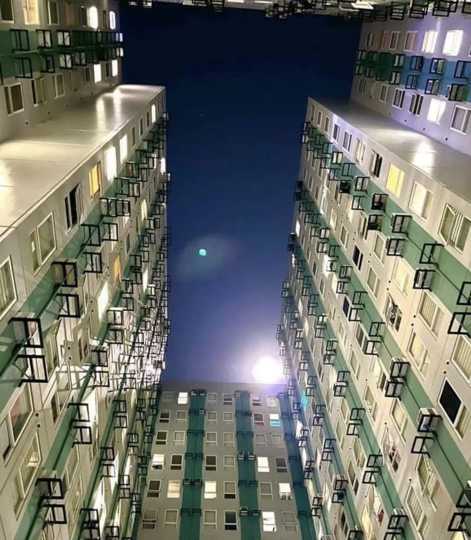 Property buildings at night 