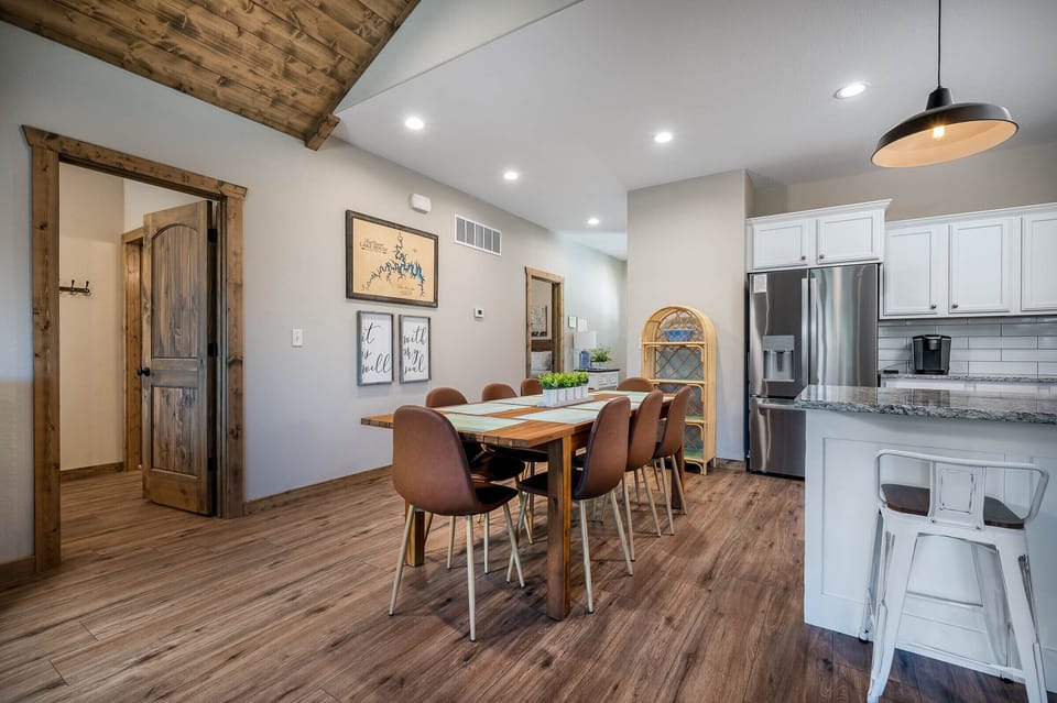 Dining space and kitchen area