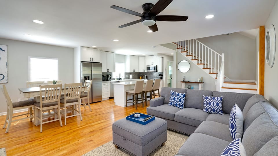 Living room and kitchen.