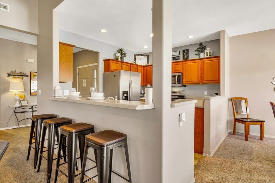 The kitchen is open to the living and dining rooms, so everyone stays included!