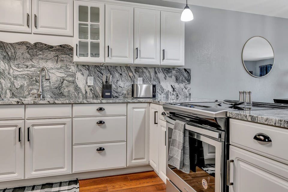 The cabinets are fully stocked with everything you will need to cook up your favs!