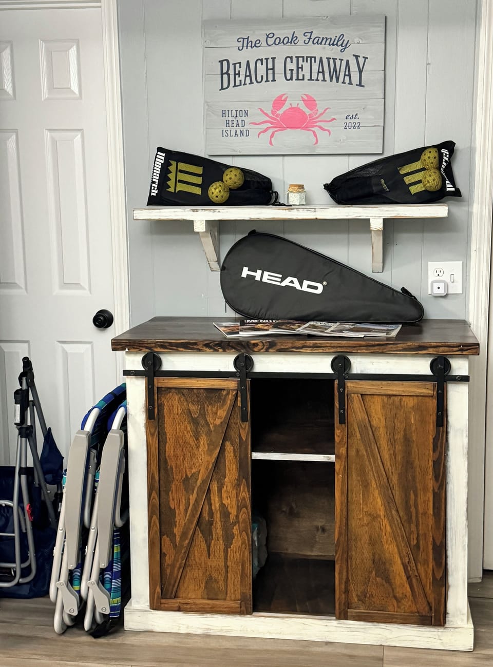 Beach Chairs, Cart, Pickleball Raquets