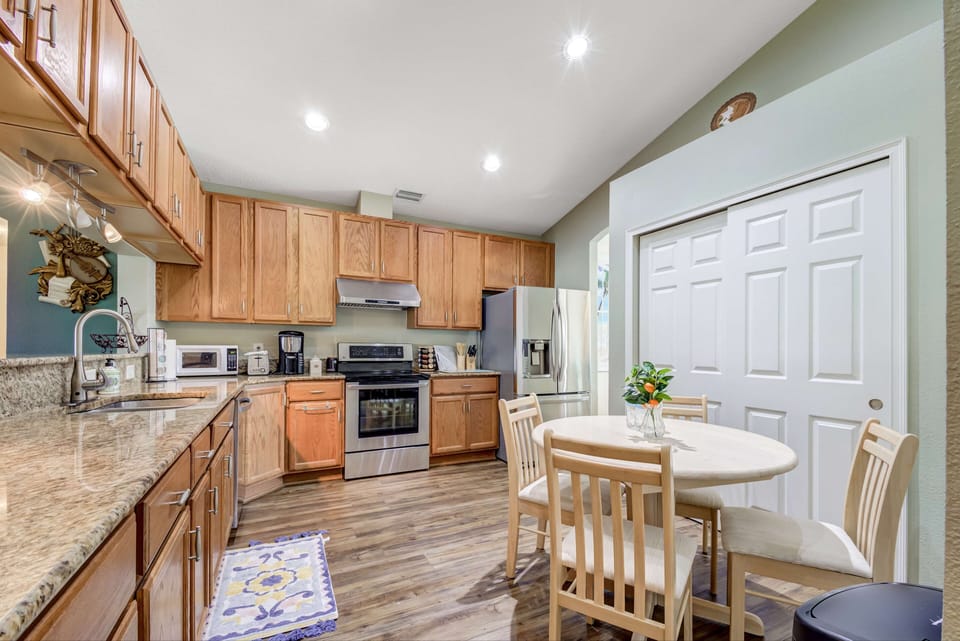 The kitchen is fully equipped.