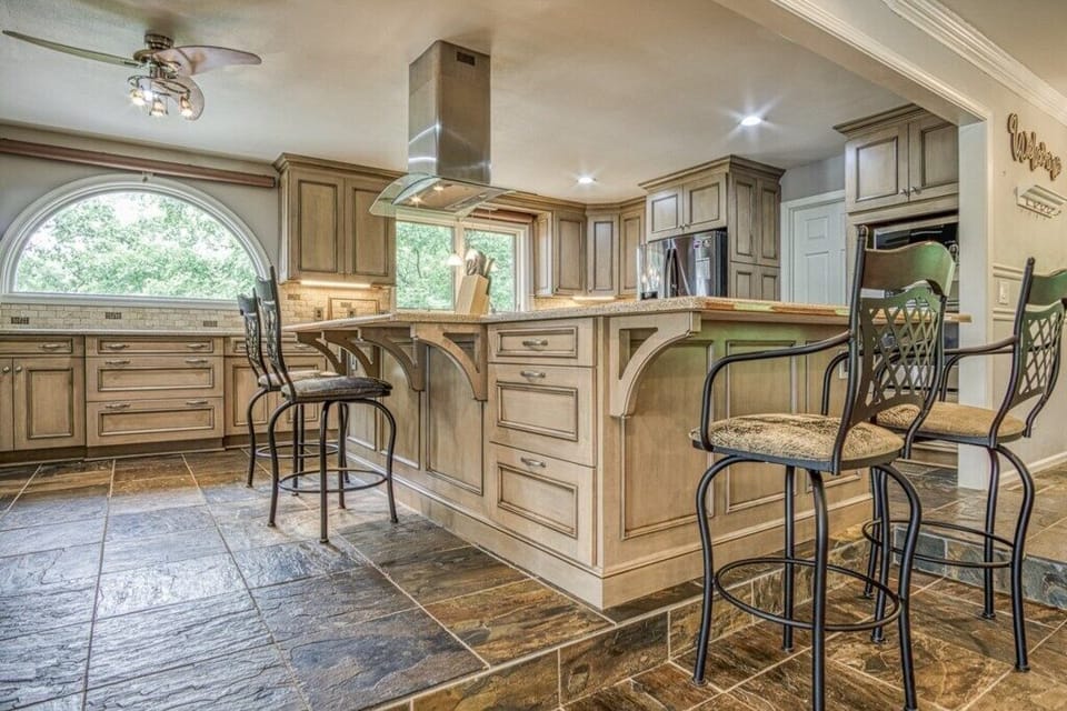 Large Kitchen Island with Cook Top and Seating