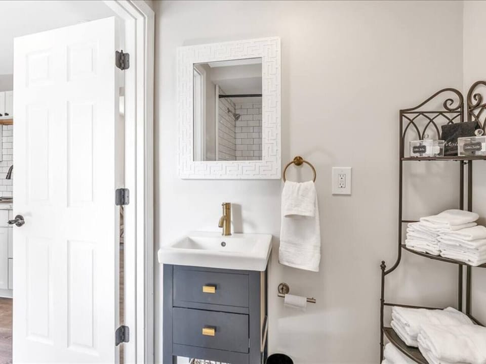 Plenty of towels await you in the bathroom off the kitchen.