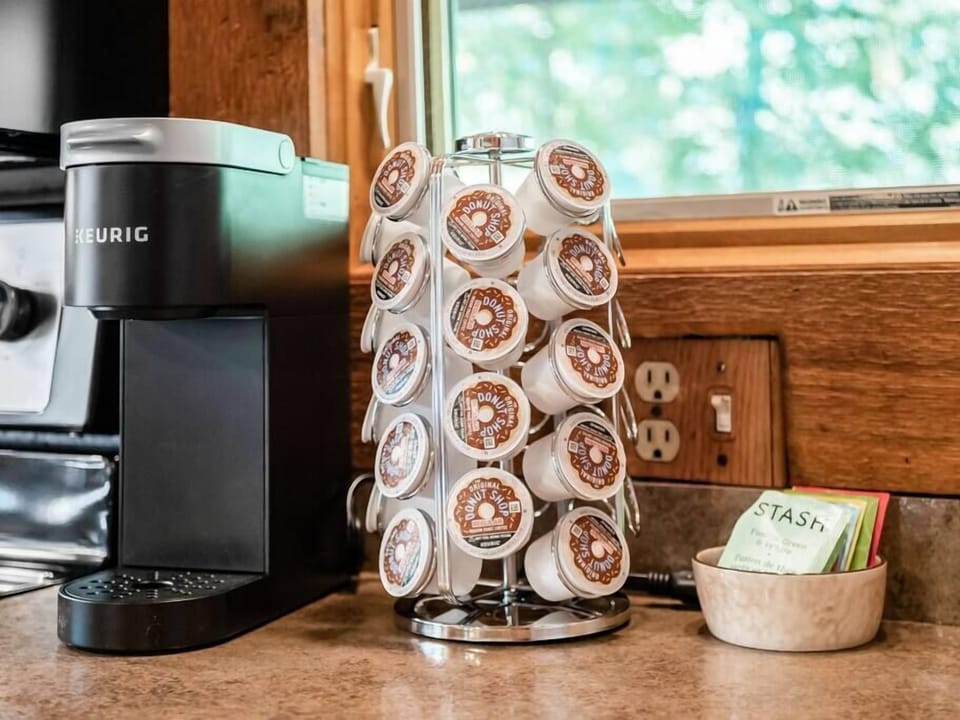 Start your day at the convenient coffee station.