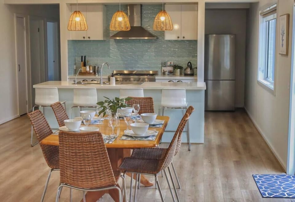 Open plan kitchen, dining and living space with access to Alfresco BBQ area