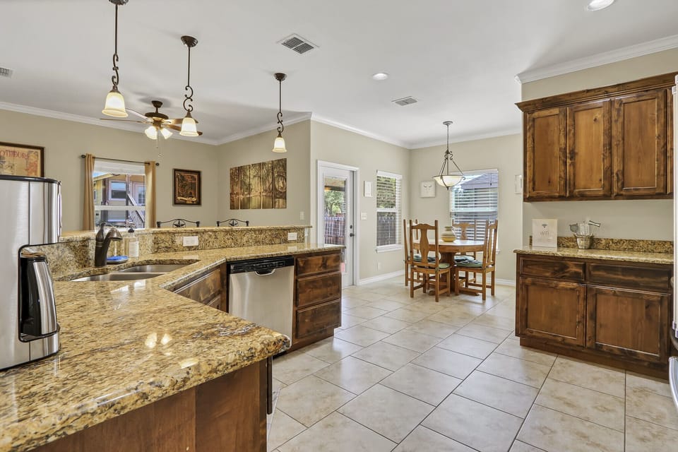 Continued open concept living from the kitchen to the dining