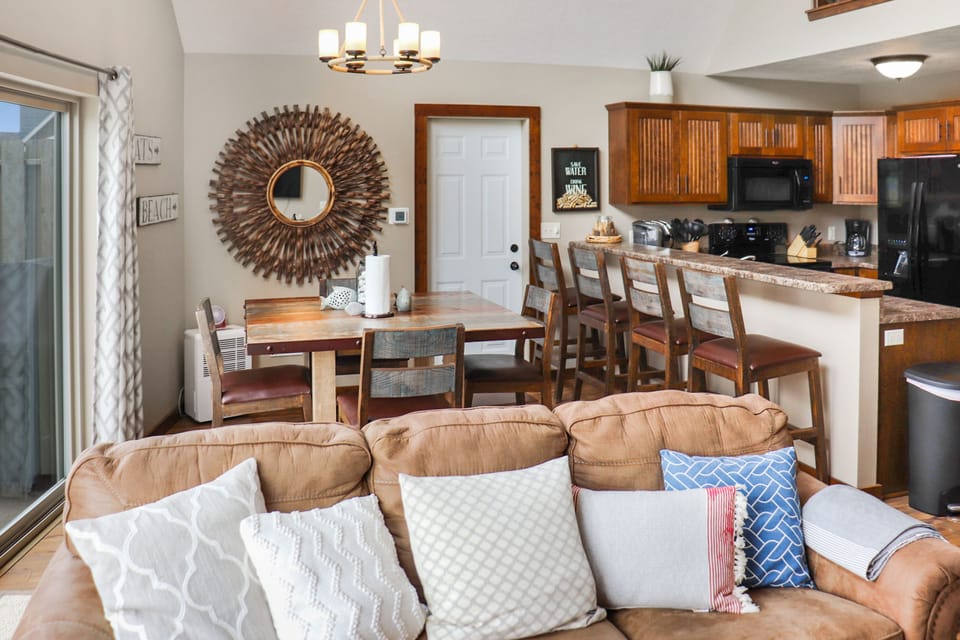 Living room and kitchen.