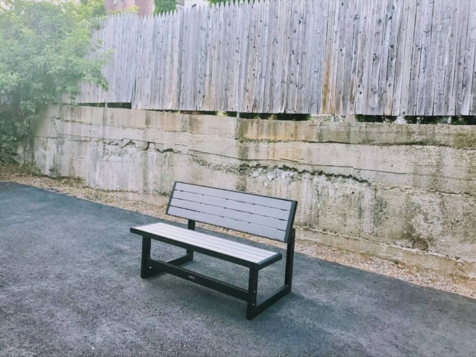 Rear outdoor bench converts to picnic table.
