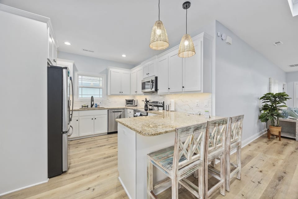 Like to cook? The kitchen is fully stocked + equipped with a guest even saying "kitchen has everything you need to make your meals and more"