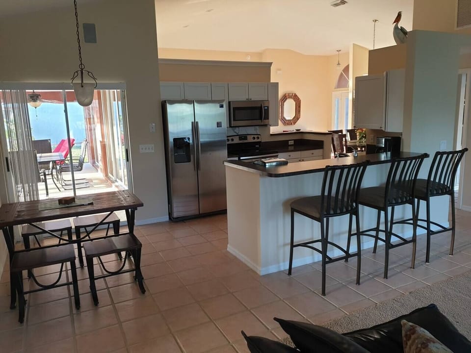 Bar top  and stools, great centre of home