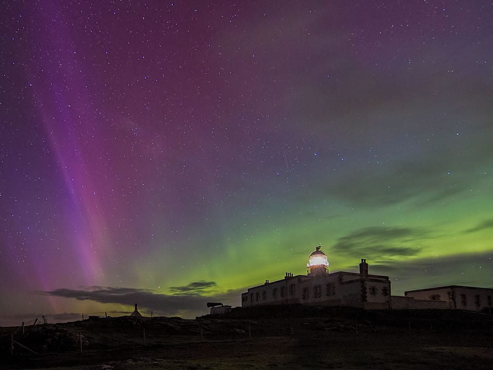 The Aurora Borealis viewed from Neist Point Lighthouse | Lephin Cottage, Glendale, Near Dunvegan