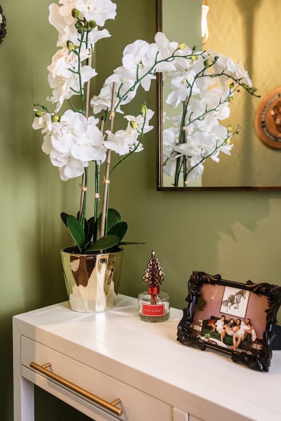This beautiful entry table will greet you.