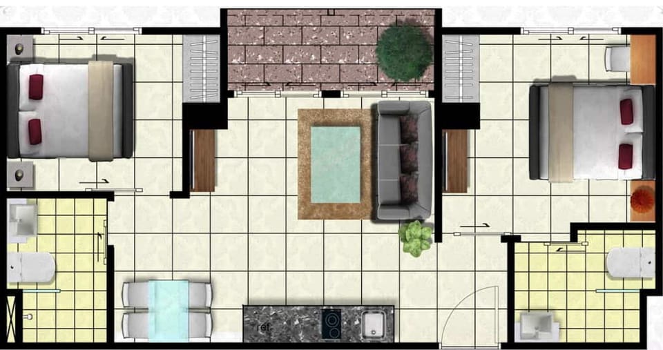 Executive Suite, 2 Bedrooms, Pool View, Poolside | Floor plan