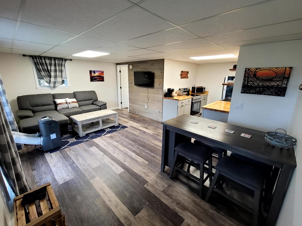 kitchen and living area